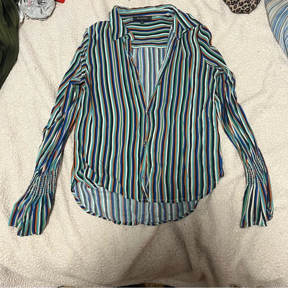 Colorful rainbow striped blouse